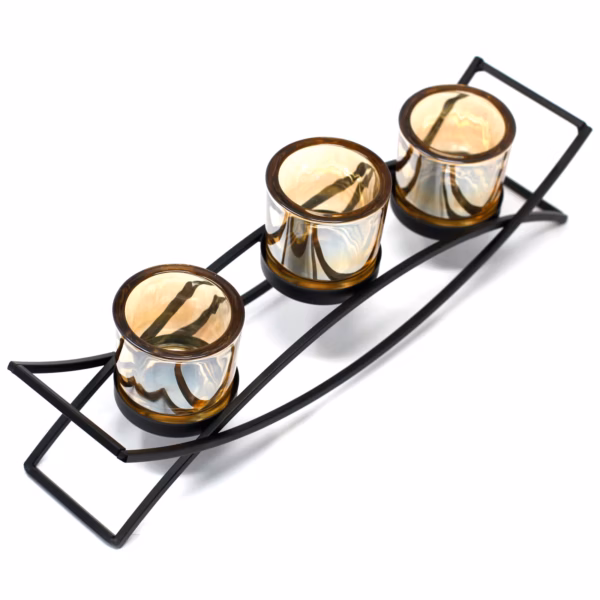 Centrepiece Iron Votive Candle Holder - 3 Cup Silluethe - Image 2