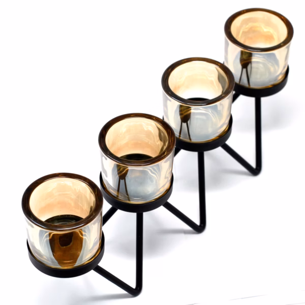Centrepiece Iron Votive Candle Holder - 4 Cup Zig Zag - Image 2