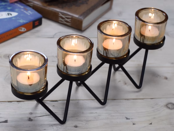 Centrepiece Iron Votive Candle Holder - 4 Cup Zig Zag - Image 3