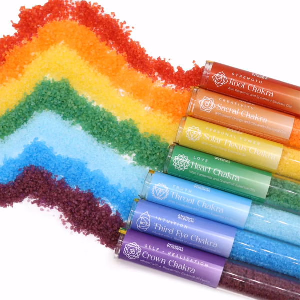 Chakra Badsalt i Flaskor - Presentpaket om 7