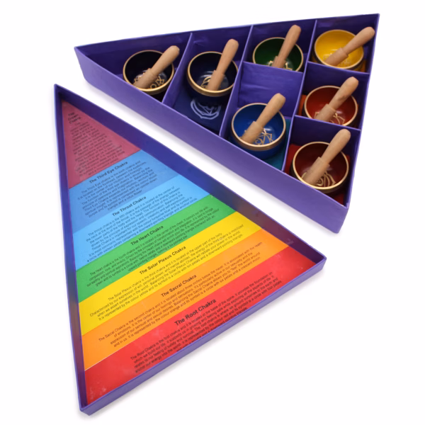 Chakra Pyramid Singing Bowl Gavesett - Bilde 14