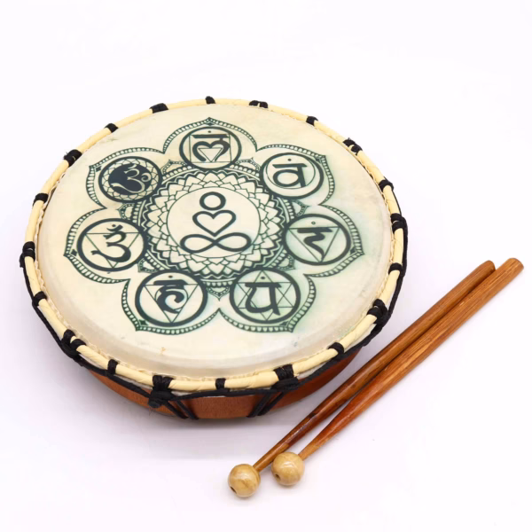 Chakra Sjamanistisk Tromme med Pinner - 25 cm - Bilde 2