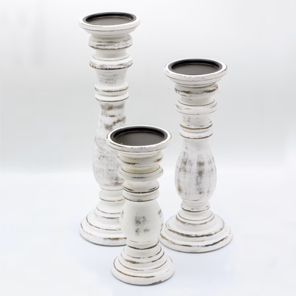 Klassisk Lysestake - Whitewash - 23x10cm - Liten Liten - Bilde 2