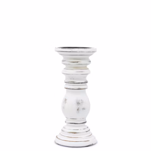 Klassisk Lysestake - Whitewash - 23x10cm - Liten Liten