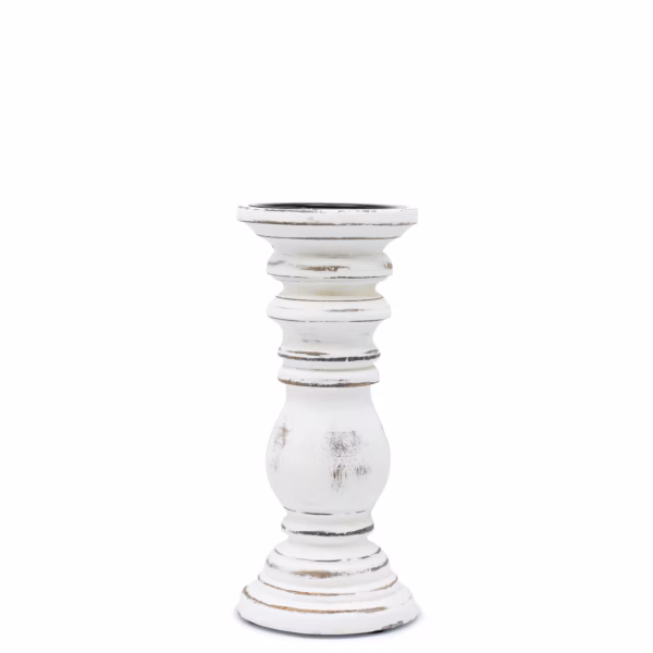 Klassisk Lysestake - Whitewash - 23x10cm - Liten Liten