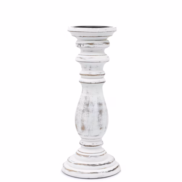 Klassisk Lysestake - Whitewash - 30x10cm - Medium