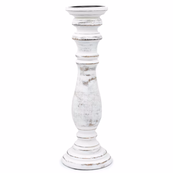 Klassisk Lysestake - Whitewash - 37x10cm - Large