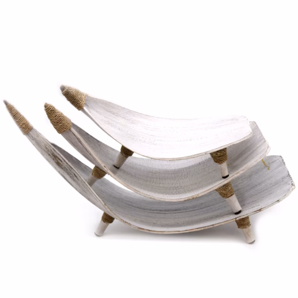 Coconut Leaf Fruit Bowl Set - Whitewash - Image 3