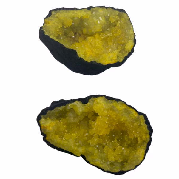 Geodas De Calsita Coloreada - Roca Negra - Amarilla - Imagen 3