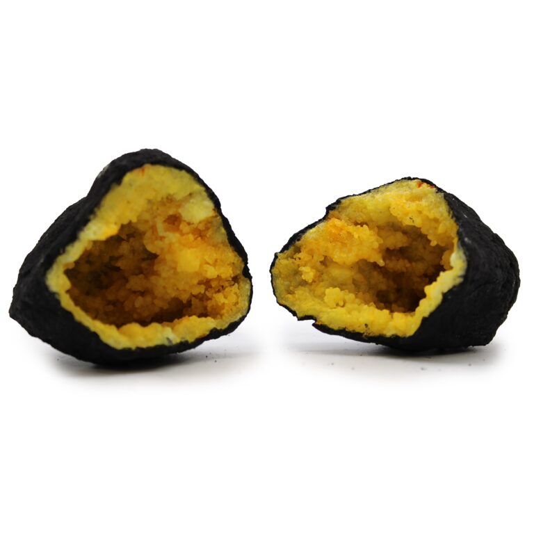 Coloured-Calsite-Geodes-Black-Rock-Yellow