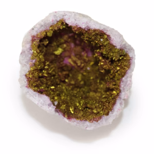 Farvede Calcit Geoder - Naturlig Sten - Lyserød og Guld