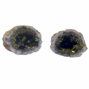 Farbige Calcit - Geoden - Schwarzer Stein - Lila & Gold