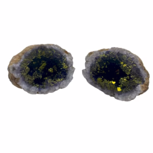Farbige Calcit - Geoden - Schwarzer Stein - Lila & Gold
