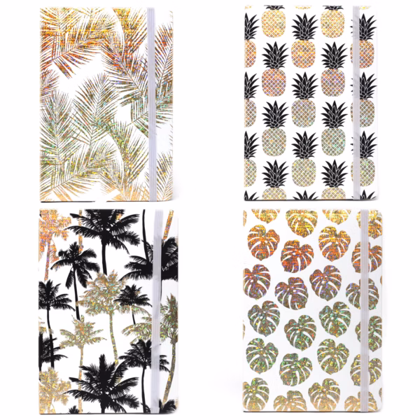 Cool A5-Notesbog - Linjeret Papir - Golden Tropical