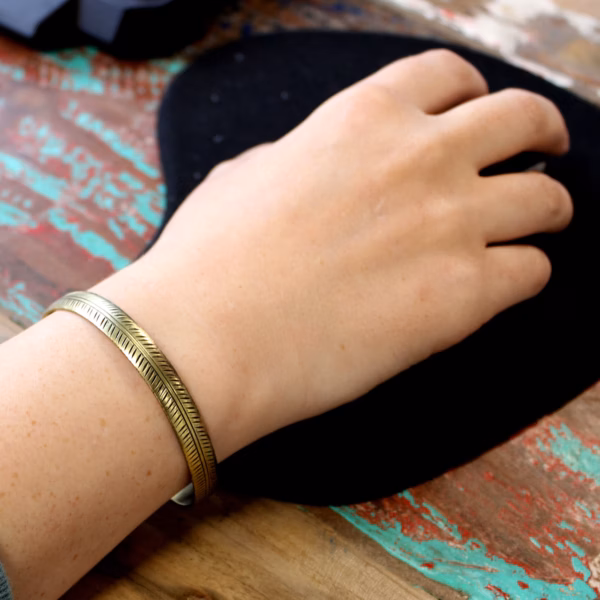 Copper Tibetan Bracelet - Slim Tribal  Swirls - Image 5