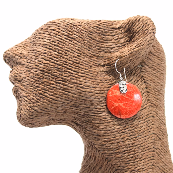 Coral Style 925 Silver Earring - Disc Disc Décor - Image 2