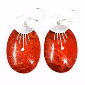 Coral Style 925 Silver Earring - Oval Décor