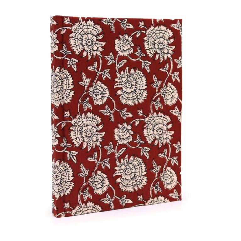 Cotton-Bound-Notebooks-20x15cm-96-pages-Burgundy-Floral