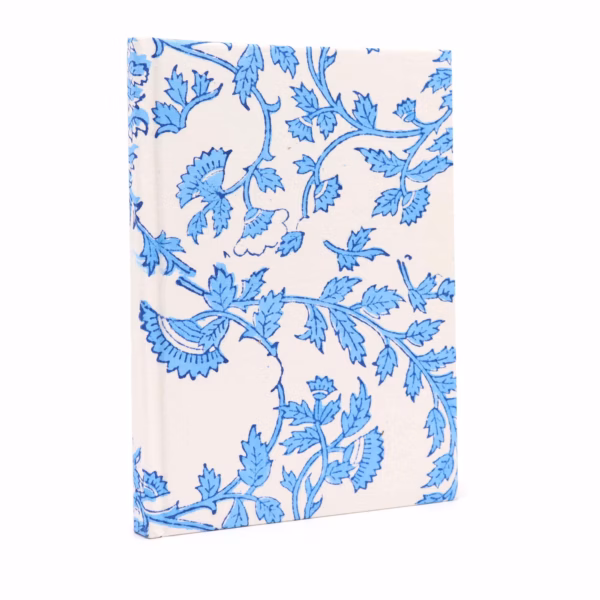 Notatbok med Bomullsbind 20x15cm - 96 Sider - Lyseblå Blomster