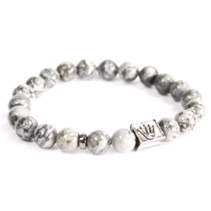 Crown Ingot / Grå Agat - Armbånd