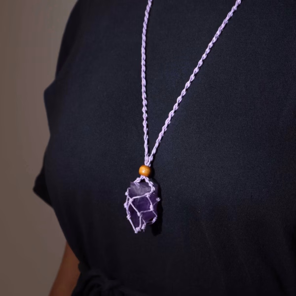 Crystal Gemstone Necklace Cord 45cm/18inch - Purple - Image 5