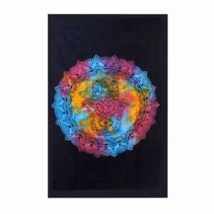 Dobbelt Bomull Sengeteppe + Veggoppheng - Svart Hamsa 230 cm x 200 cm