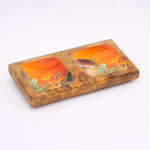 Dobbelt Nipsskrin 20x10x2,5 cm - Mushroom Design Maroon - Bilde 3