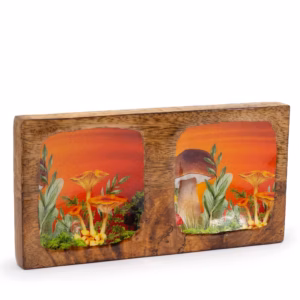 Dobbelt Nipsskrin 20x10x2,5 cm - Mushroom Design Maroon