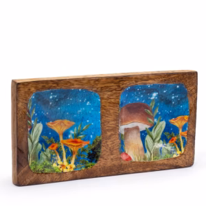 Dobbelt Nipsskrin 20x10x2,5 cm - Mushroom Design Teal