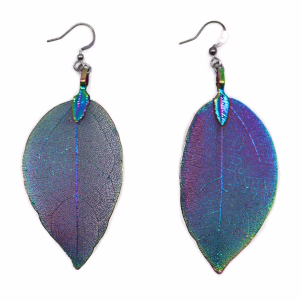 Earrings - Bravery Leaf - Rainbow - Image 5