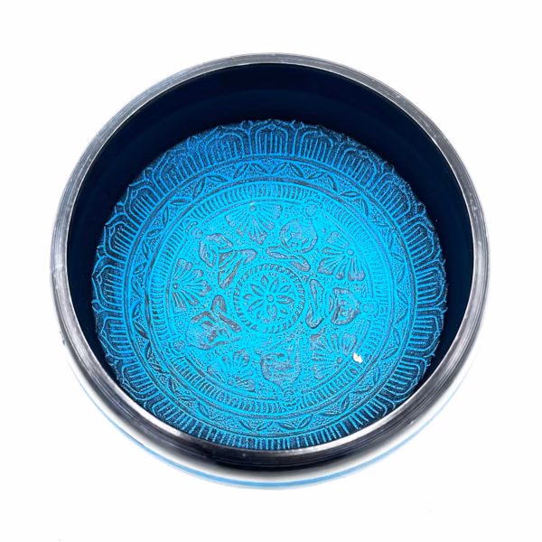 Jordpulver Syngeskål - Blå Mantra Fem Buddhaer - 16 Cm - Bilde 2