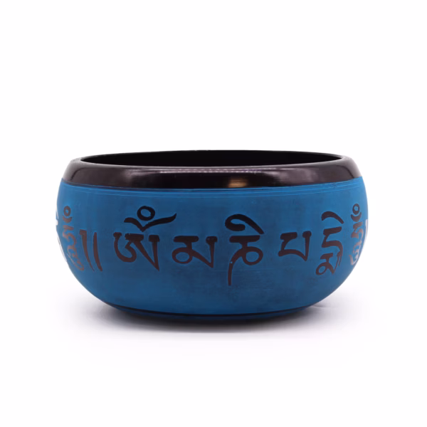 Jordpulver Syngeskål - Blå Mantra Fem Buddhaer - 16 Cm - Bilde 4