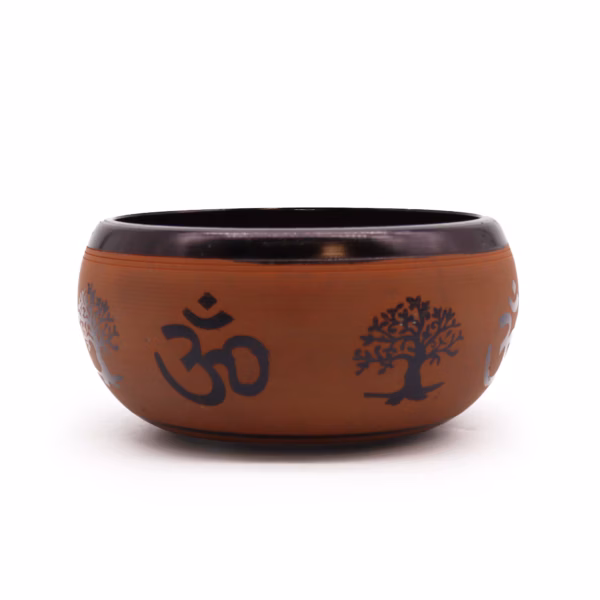 Earth Powder Singing Bowl - Om Buddha Av Leire - 16 cm - Bilde 4