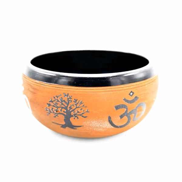Earth Powder Singing Bowl - Om Buddha Av Leire - 16 cm