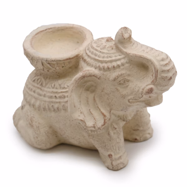 Brûleur D'Encens &Amp; Bougeoir Éléphant (Crème) – Image 2