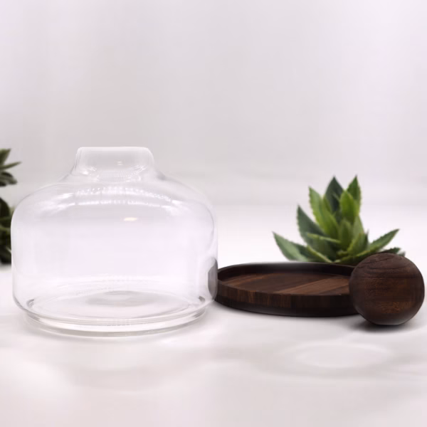 Eks-Stort Kuleformet Terarium På Mørkt Tungtre - 23x23cm - Bilde 4