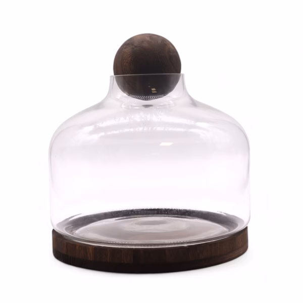 Eks-Stort Kuleformet Terarium På Mørkt Tungtre - 23x23cm