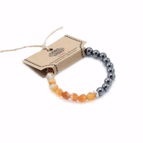 Facettiertes Edelstein Armband - Magnetischer Karneol