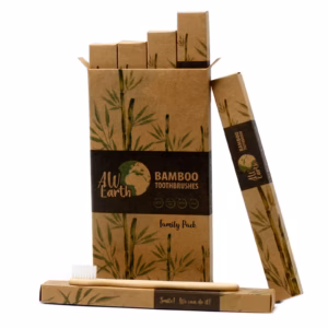Bambus Zahnbürste - Weiß - Family Packung 4 St - Mittelweich