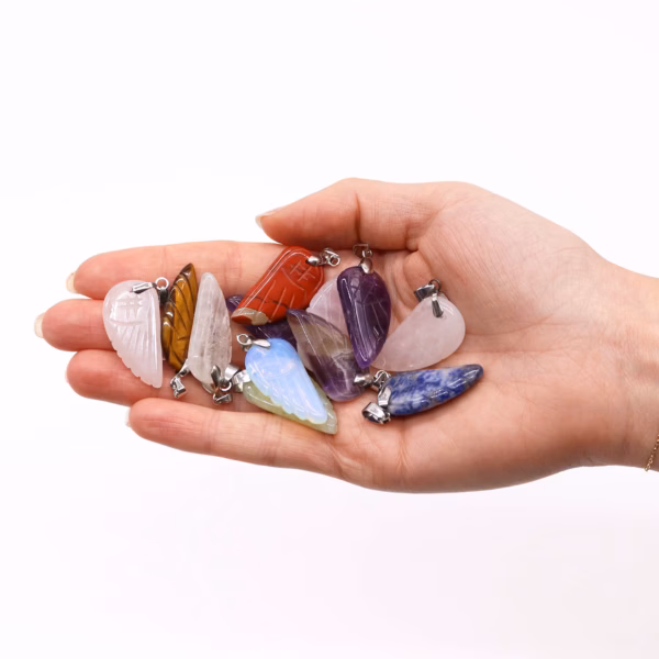 Gemstone Angel Wings Pendants (12 assorted)  28x15mm - Image 2