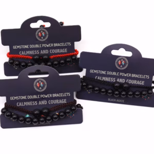 Gemstone Double Power Bracelets - Black Agate