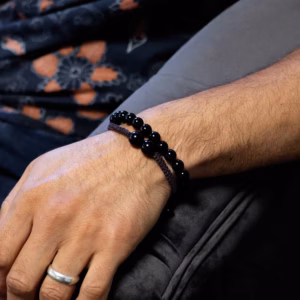 Gemstone Double Power Bracelets - Black Agate