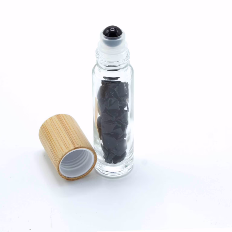 Gemstone-Essential-Oil-Roller-Bottle-Black-Tourmaline-Wooden-Cap-Gemstone-Roller-Tip-for-5ml-Bottle-Black-Tourmaline