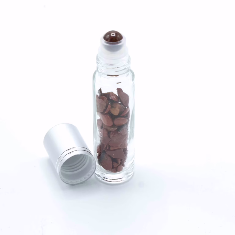 Gemstone-Essential-Oil-Roller-Bottle-Red-Jasper-Silver-Cap-Gemstone-Roller-Tip-for-5ml-Bottle-Red-Jasper