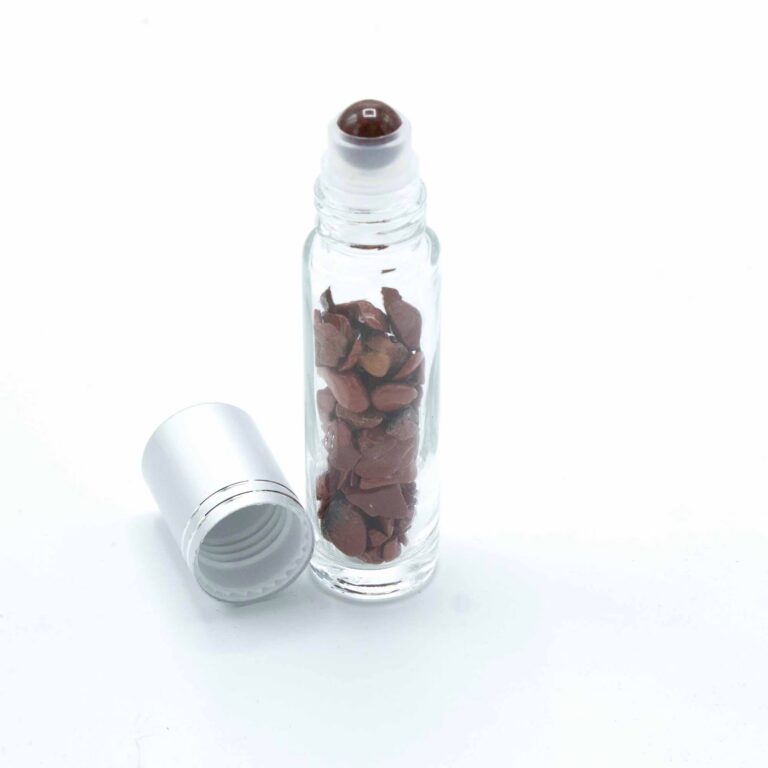 Gemstone-Essential-Oil-Roller-Bottle-Red-Jasper-Silver-Cap-Gemstone-Roller-Tip-for-5ml-Bottle-Red-Jasper