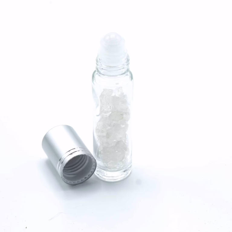Gemstone-Essential-Oil-Roller-Bottle-Rock-Quartz-Silver-Cap-Gemstone-Roller-Tip-for-5ml-Bottle-Rock-Quartz
