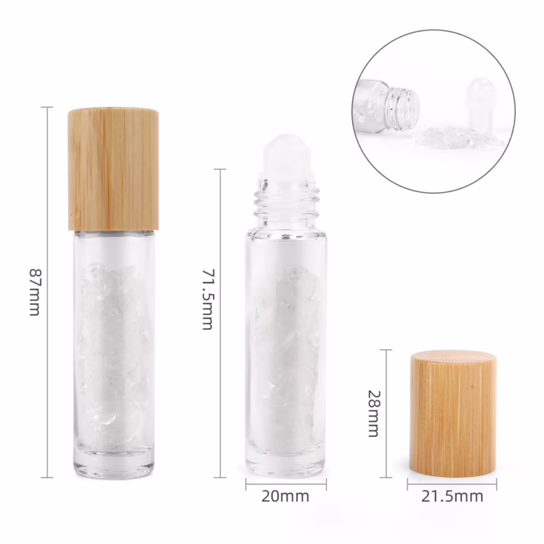 Gemstone-Essential-Oil-Roller-Bottle-Rock-Quartz-Wooden-Cap-Gemstone-Roller-Tip-for-5ml-Bottle-Rock-Quartz