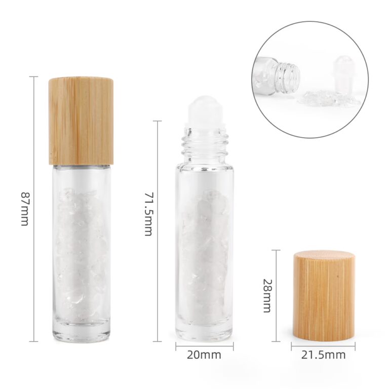 Gemstone-Essential-Oil-Roller-Bottle-Rock-Quartz-Wooden-Cap-Gemstone-Roller-Tip-for-5ml-Bottle-Rock-Quartz