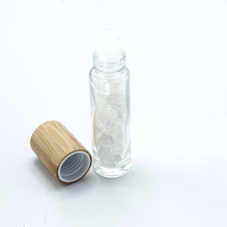 Gemstone-Essential-Oil-Roller-Bottle-Rock-Quartz-Wooden-Cap-Gemstone-Roller-Tip-for-5ml-Bottle-Rock-Quartz
