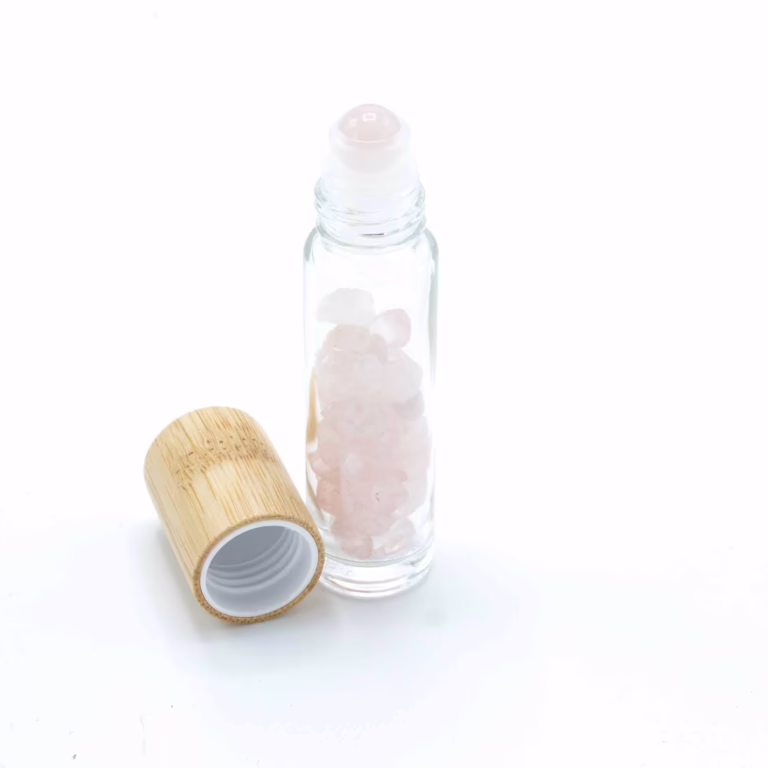 Gemstone-Essential-Oil-Roller-Bottle-Rose-Quartz-Wooden-Cap-Gemstone-Roller-Tip-for-5ml-Bottle-Rose-Quartz
